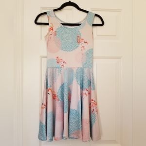Summer Mini Floral Flamingo A line Dress